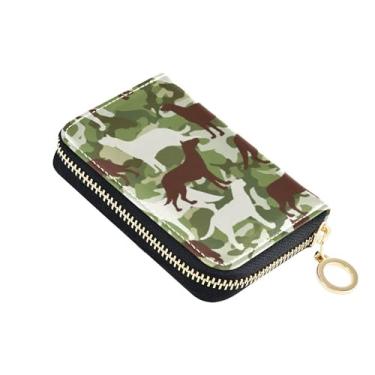 Imagem de Carteira feminina marrom camuflada de couro com bloqueio de RFID, carteira masculina fofa com zíper e bolso para moedas