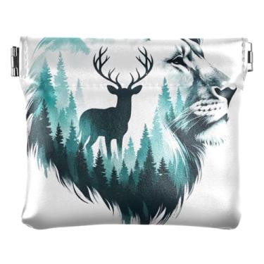 Imagem de Carteira feminina personalizada para moedas e bolsas fofas flores de cerejeira siamês para troca de moedas, Aquarela de veado leão, one size, Minimalista moderno