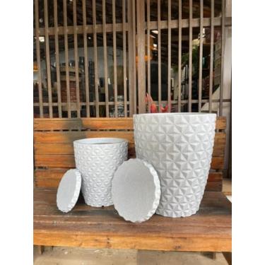 Imagem de Kit 2 Vasos Polietileno Coluna Berlian Gold 3D (Marmore)