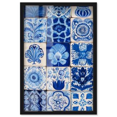 Imagem de Lazuli Layout Shadowbox Print Coastal Wall Art por Art Remedy, moldura preta, 21 x 31
