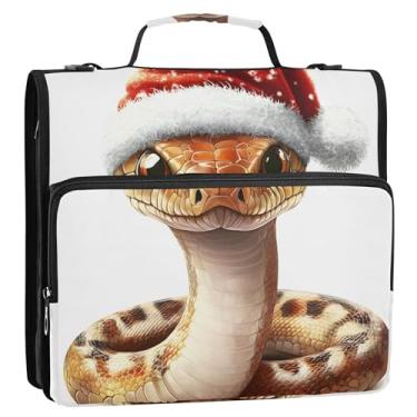 Imagem de Fichário organizador de zíper ano novo bonito cobra festival da primavera 3 fichários anel D 1,5 polegadas fichário grande com alça de ombro para armazenamento escolar portfólio estojo com alça