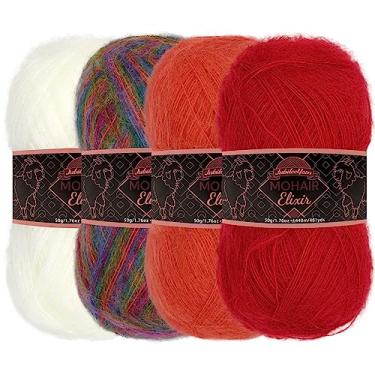 Imagem de JubileeYarn Fio de Elixir Mohair – Mistura de Lã para Bebês 50 g/novelo – Tons de Vermelho – 4 novelos