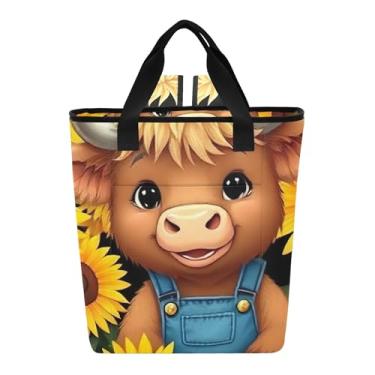 Imagem de Joitme Bolsa térmica com 36 latas de girassol com desenho animado Highland com isolamento térmico macio para viagens