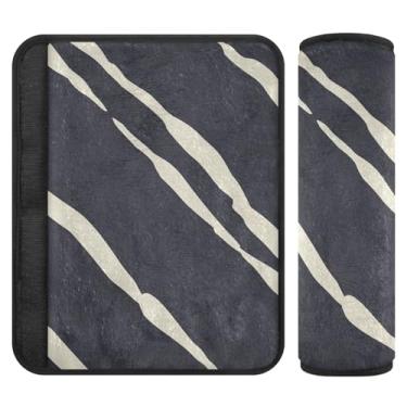 Imagem de Joitme Capa para cinto de segurança de carro Abstract Waves preta, 16,5 x 16,5 cm, pacote com 2, almofada para cinto de segurança infantil, capas para assentos de carro
