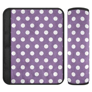 Imagem de Joitme Capas de cinto de segurança de flanela macia de bolinhas roxas para crianças - Almofadas acolchoadas para carros, bolsas de câmera e mochilas