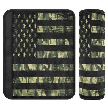 Imagem de Capa de cinto de segurança macia camuflagem bandeira americana, acolchoada com algodão, almofadas de alça de mochila, capas de alça de assento de carro para crianças pequenas