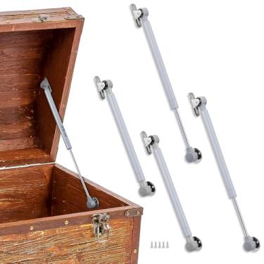 Imagem de Otoolling Pacote com 4 dobradiças de caixa de brinquedo de fechamento macio de 38 cm para tampas pesadas curvas, redondas, arqueadas e planas, dobradiças de segurança de mola a gás 100n para