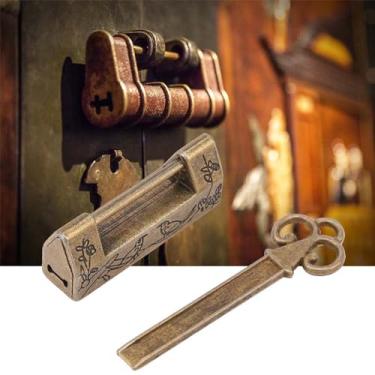 Imagem de Generic Mini Cadeado Antigo Estilo Chinês Vintage para Caixa de Joias Armário Pequeno, Trava de Flores de Liga de Zinco para Móveis retrô, Padrão de Pássaros e Flores Gravados para Decoração