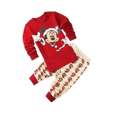 Imagem de Conjuntos De Pijamas De Manga Longa Para Crianças Mickey Minnie Mouse 