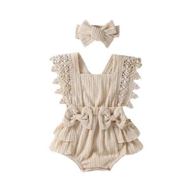 Imagem de Vestido sólido sem mangas para bebês com arco, streetwear ao ar livre,