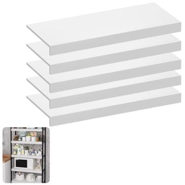 Imagem de VOYALUYA Capa de prateleira de arame de 76 x 30 cm, capa de prateleira de madeira para organização de prateleiras de armário de despensa (branca, pacote com 5)