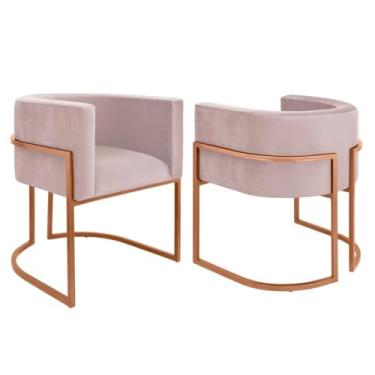 Imagem de Kit 2 Poltronas para Recepção - Conjunto Decorativo para Clínica, Consultório e Sala de Espera, Confortável e Moderno(rose,cobre)