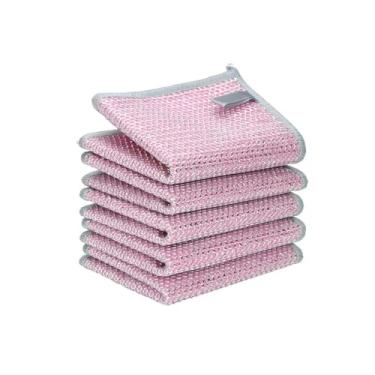 Imagem de 5 peças de pano de prato de arame, pano de lavar louça de camada dupla sem arranhões para uso úmido e seco