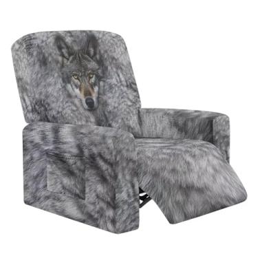Imagem de Tansealive Capas de cadeira de lobo, 4 peças, capa elástica para sofá preguiçoso, cinza para cães e gatos, móveis de sala de espera