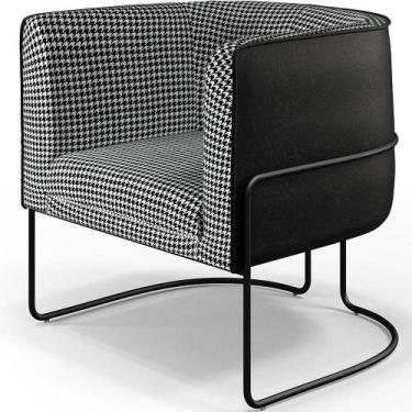 Imagem de Poltrona Fixa Base Aço Preto Pied Poule Corano Preto - LYAM DECOR