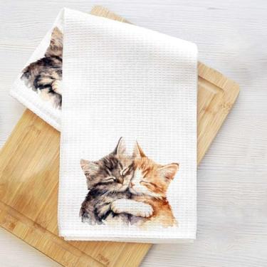 Imagem de Toalhas de cozinha fofas para gatos, panos de prato para lavar pratos de cozinha, toalha de mão para casa de banho, toalha de chá decorativa de microfibra macia, presentes para amantes de gatos para
