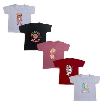 Imagem de Kit 5 Camiseta Babylook Meninas Atacado Revenda Algodão Qualidade - CA