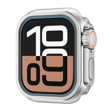 Imagem de RORFFK Capa protetora de metal para Apple Watch 46 mm, 45 mm, 44 mm, capa protetora para iWatch séries 10, 9, 8, 7, 6, 5 SE, mudar para Ultra 2 de 49 mm, 46mm, Ágata
