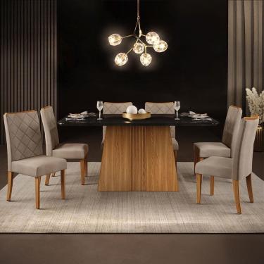 Imagem de Mesa De Jantar Raquel Plus Com 6 Cadeiras Dj Móveis Kraft/ginger
