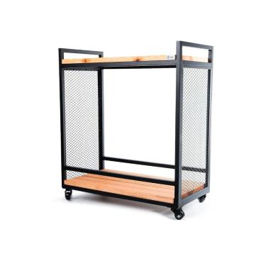 Imagem de Carrinho Churrasco Mesa De Servir Multiuso Gourmet Em Aço E Madeira Maciça