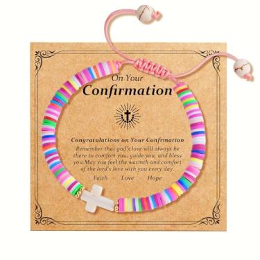 Imagem de Eaciy Presentes de primeira comunhão para meninas - Pulseira cruzada para meninas, primeira comunhão, batismo, presentes de confirmação para meninas adolescentes, neta, filha, sobrinha, 6-11, Metal