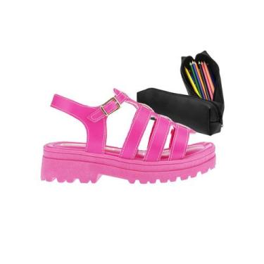 Imagem de Sandalia Infantil Feminina Tratorada Pink Barbie - Tam 28-36 e Estojo 