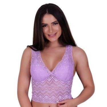 Imagem de Cropped de Renda Alça Larga Blusinha Blogueira - c1 CRIS, Lilás, M