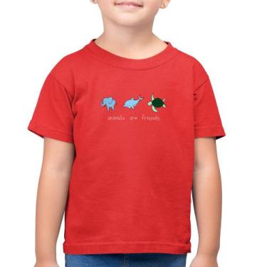Imagem de Camiseta Algodão Infantil Animals are friends - Foca na Moda, Vermelho