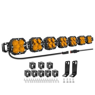 Imagem de Willpower LED luz de trabalho barra 46 polegadas 210 W 17500 LM LED Lightbar 12 V 24 V ponto de inundação à prova d'água IP67 para barco de trator de carro off-road 4 x 4 caminhão, 3000 K âmbar