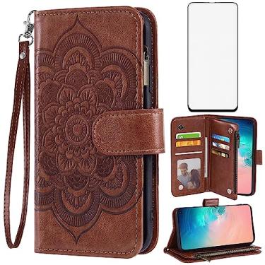 Imagem de Asuwish Capa de telefone para Samsung Galaxy S10e capa carteira com protetor de tela de vidro temperado e flor de couro flip porta-cartão de crédito suporte cordão acessórios de celular S 10e 10se