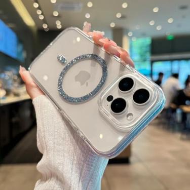 Imagem de IRTGFG Capa protetora de silicone com glitter para iPhone 16E, capa protetora de luxo à prova de choque (para iPhone 16E/azul)