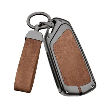 Imagem de Capa De Chave De Carro Em Liga De Zinco, Compatível Com Seat Ateca Leon Fr 2 Ibiza, Capa De Couro Genuíno De Alta Qualidade, Fivela, Acessórios Automotivos(D gun brown)