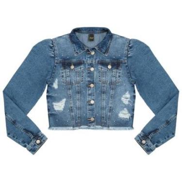 Imagem de Jaqueta Juvenil Look Jeans Manga Princesa Jeans - UNICA - 10-Feminino