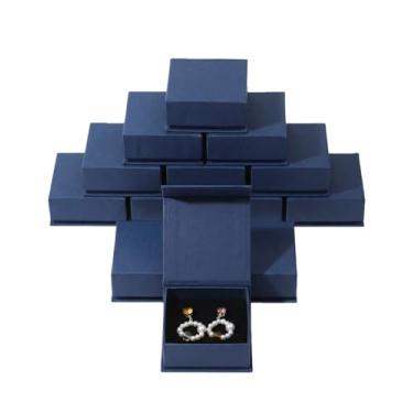 Imagem de Conjunto de caixa de presente de joias, 12 caixas de joias quadradas com enchimento de espuma de veludo dobrável para colares, brincos e anéis, caixa de presente de papel de papelão, caixa de joias de