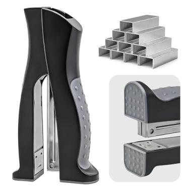 Imagem de Grampeador vertical com 1000 grampos padrão de 1/10.2 cm, grampeador de tira completa de mesa vertical e de uso plano ergonômico portátil 2 em 1 para escritório, casa, escola, negócios e sala de aula