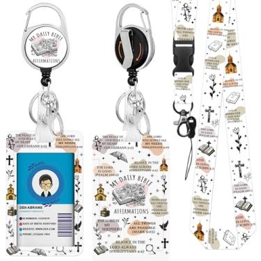 Imagem de Bíblia para porta-crachá de identificação, suporte de crachá de identificação da Bíblia com clipe retrátil resistente, presente para professores de enfermagem e estudantes