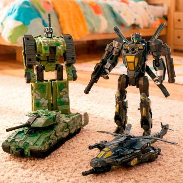 Imagem de Brinquedo Robô Militar Boneco Transforma Em Veiculo Kit 2pçs