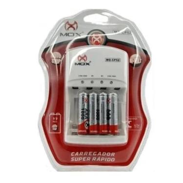 Imagem de Carregador De Pilha 4 Pilhas Palito Aaa Recarregável Mox - Tau