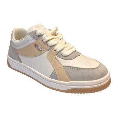 Imagem de Tênis Casual Fem Ramarim Camurça Off White/Cinza 25-63102-Feminino