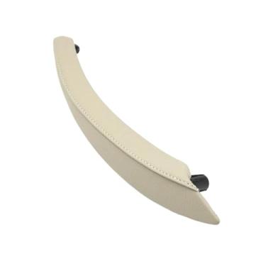 Imagem de Maçaneta interna esquerda/direita da porta do passageiro, substituição da tampa externa de couro compatível com BMW X5 X6 E70 E71 E72 2007 2008 2009 2010 2011 2012 2013 2014(Creamy-Right)