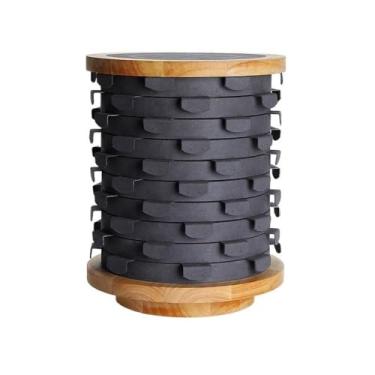 Imagem de x3anggyt5 Elegante adereços para exibição de joias brincos de madeira maciça, prateleiras de armazenamento de grande capacidade, organizador (cinza, grande)