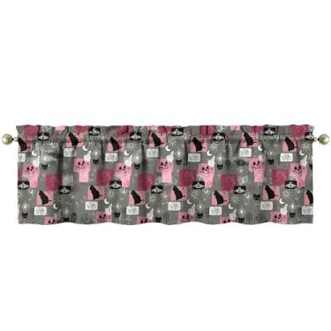 Imagem de Nojuikm Caveira gótica sanefa de cozinha engraçada pequena decoração cortinas sobre pia design para cozinha, quarto, lavanderia, decoração de casa 46 x 137 cm