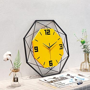 Imagem de U5GAAALPPQ9 Relógio de parede 3D retrô rústico arte decorativa engrenagem de madeira vintage grande feito à mão silencioso operado por bateria relógio de parede 35 cm/14 pol (amarelo)