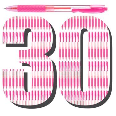 Imagem de Aozora Canetas de tinta rosa a granel, pacote com 30, canetas esferográficas retráteis, ponta média, caneta de tinta lisa, aderência macia para diário, material escolar de escritório, 1,0 mm