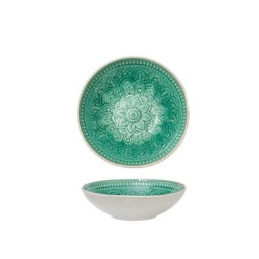 Imagem de Tigela de salada verde retrô de cerâmica para uso doméstico - verde 18 cm