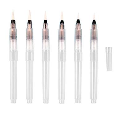 Imagem de Pincéis de Água Tinta Acuarela Conjunto Pincel Caneta Detalhe WaterBrush com Cabelo Nylon Selecionado Opção Ponta Plana Confortável ou Redonda Pontuda
