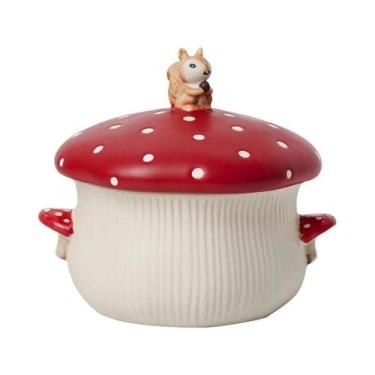 Imagem de Conjunto De Caneca De Cerâmica Vermelha Com Prato, Tigela E Bule Para 