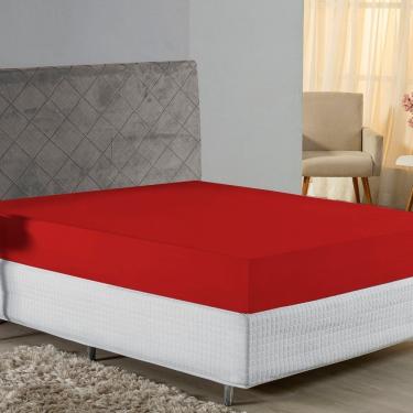 Imagem de Lençol Com Elástico Queen Nobre 1 Peça 30cm De Altura Malha 100% Algodão - Vermelho