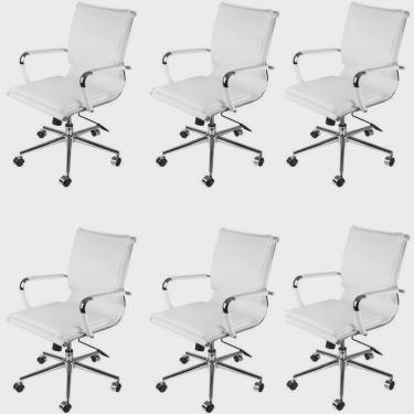 Imagem de Kit 6 Cadeiras para Escritório Diretor Design Italiano Estofada em Corino 3304