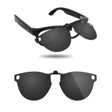 Imagem de Fiskr Óculos de sol polarizados clip-on flip up antirreflexo óculos de proteção UV para Ray-Ban Meta Skyler RW4014 (Gen 2) 52 mm, Preto clássico, 52mm